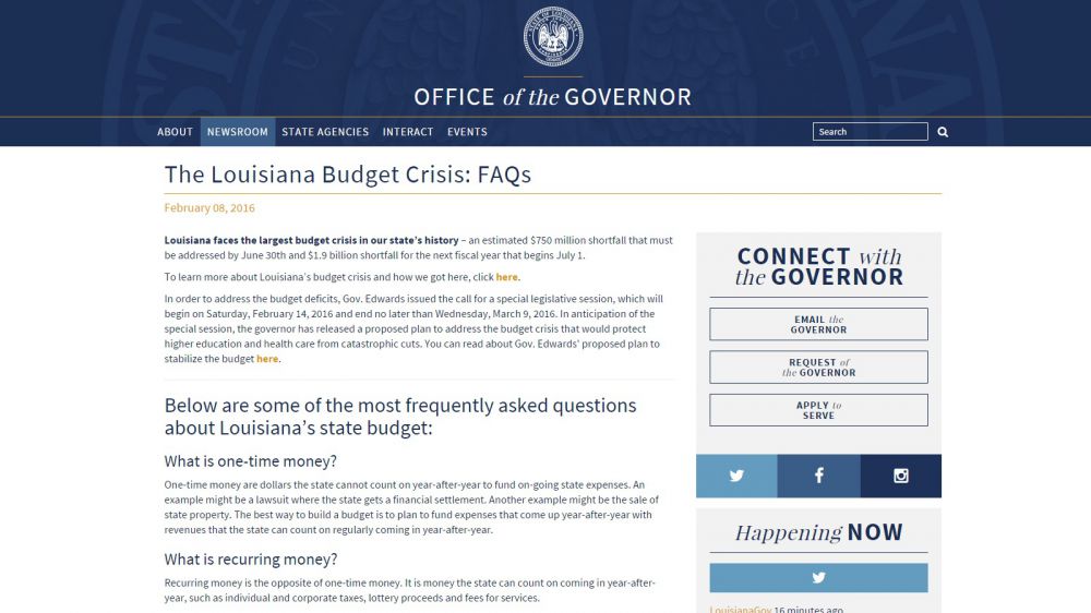 Ahead of special session, governor's site solicits budget ideas from voters