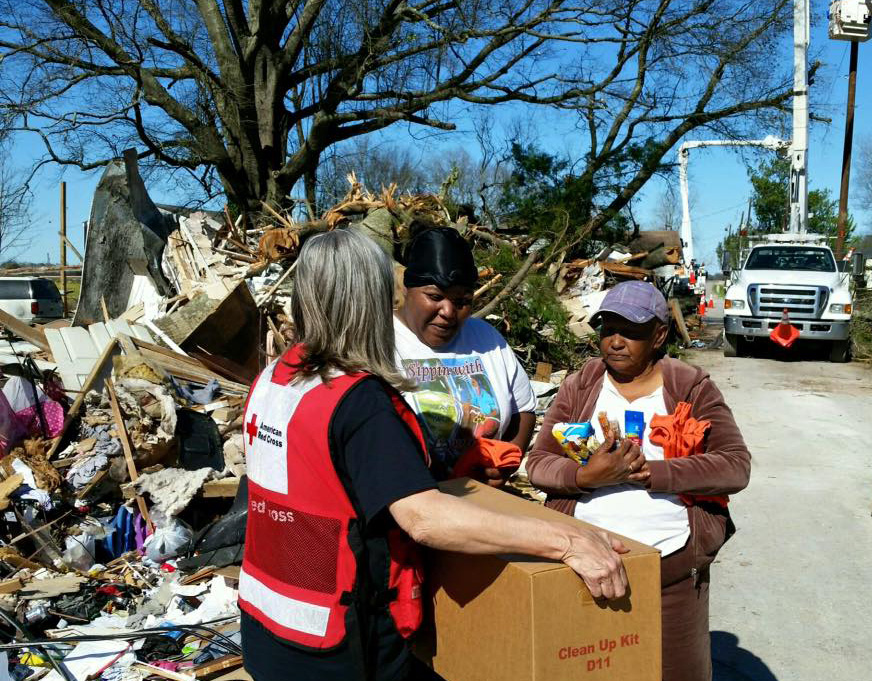 Red Cross providing mobile aid station for storm relief