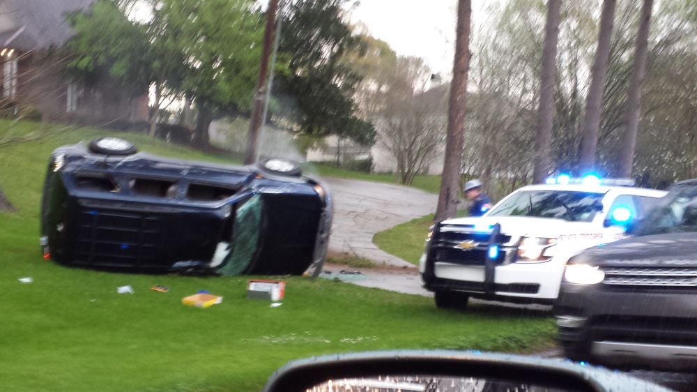 Crash on Highland Rd. leads to flipped SUV