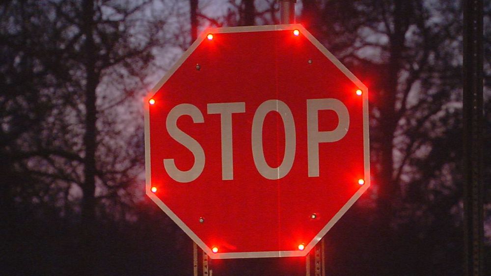 Blinking stop signs make traffic stops easy for drivers to spot