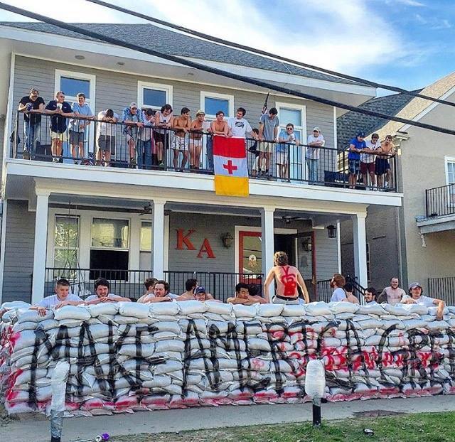 Tulane fraternity builds pro-Trump wall around house