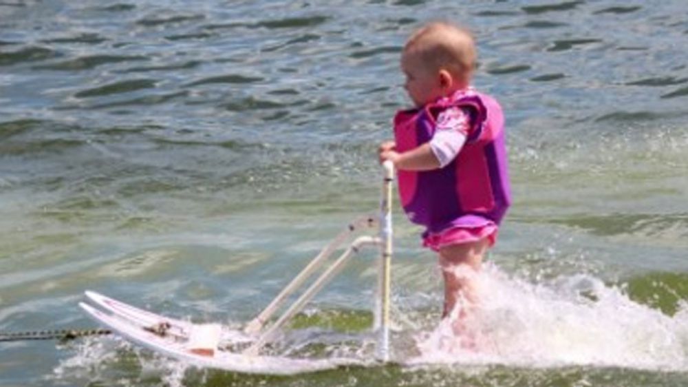 6-month-old skis across lake; parents say it's a record