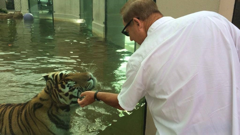 Les Miles shares tender moment with Mike the Tiger