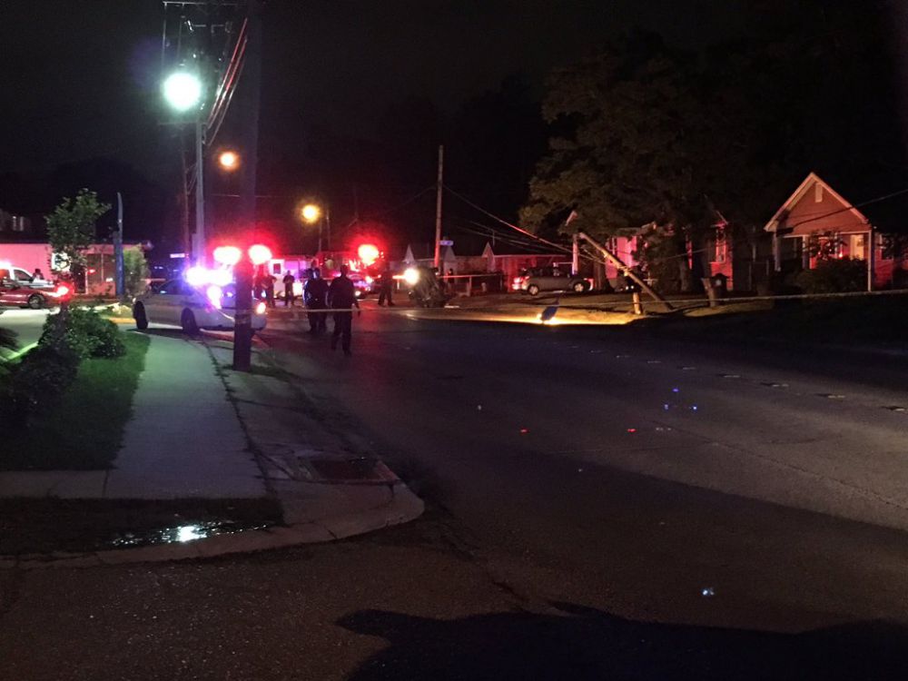 Part of North St. closed after car knocks over light pole
