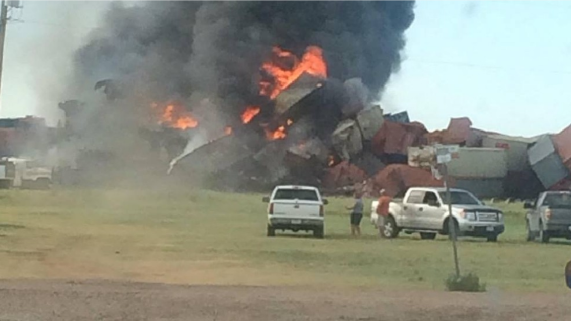 Texas train collision triggers fireball; no word on injuries