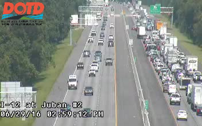 Lanes now open after accident blocked center lane of I-12 East at Juban Road