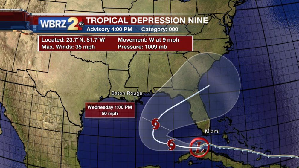 Invest-99L enters Gulf as Tropical Depression Nine