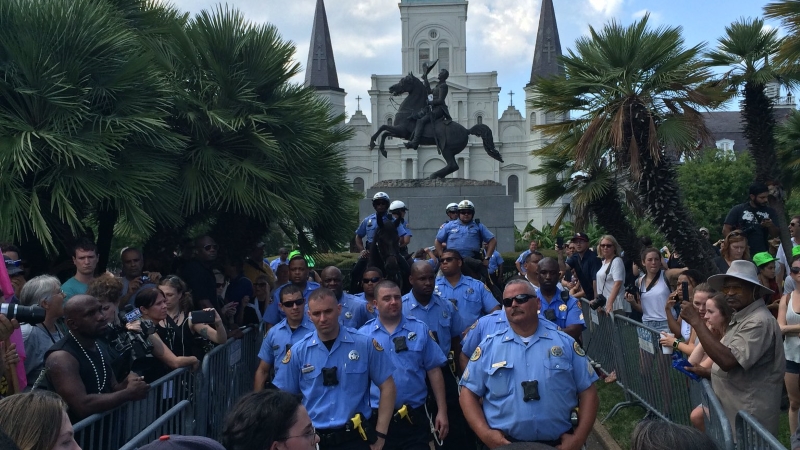 Jackson statue remains despite protest to remove monument