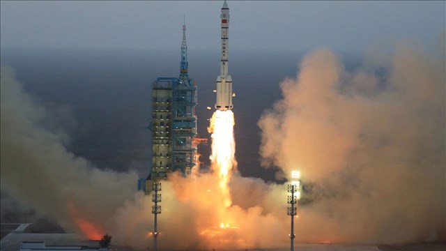 Soyuz rocket carrying crew of 3 blasts off from Baikonur