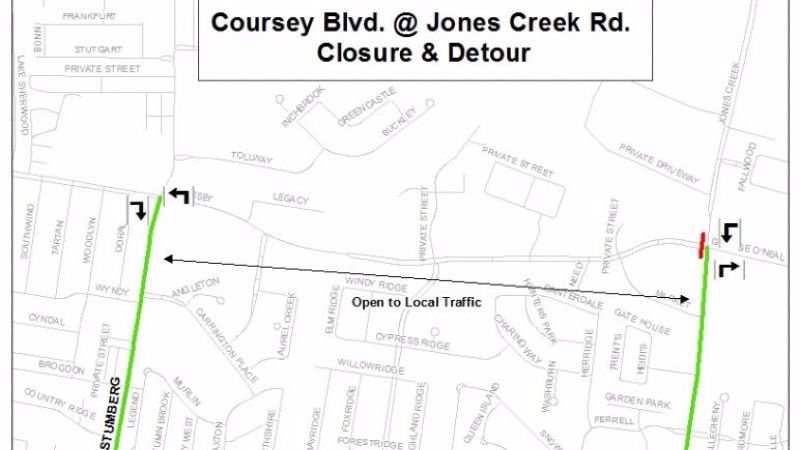 Part of Coursey Blvd to close starting Oct. 28