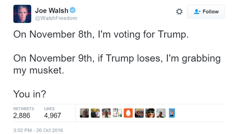Former GOP congressman: Grabbing my musket if Trump loses
