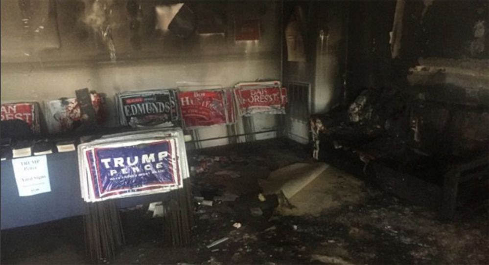 NC GOP office damaged by fire, Nazi graffiti