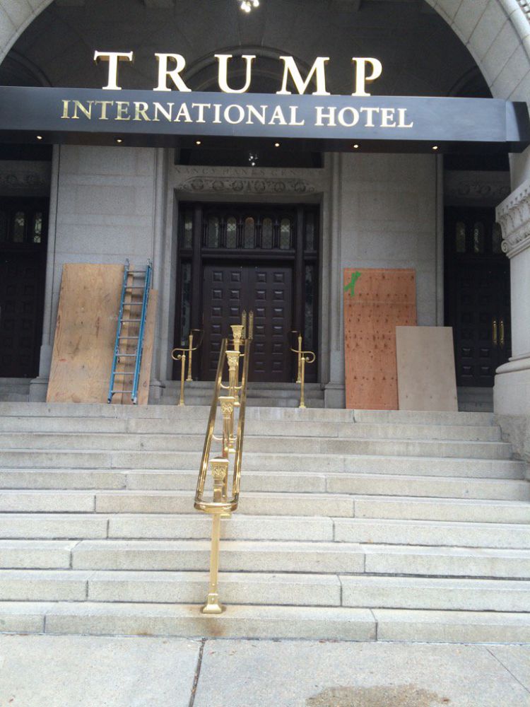 Trump's new DC hotel vandalized with spray-painted graffiti