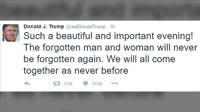 Trump tweets for the first time after victory