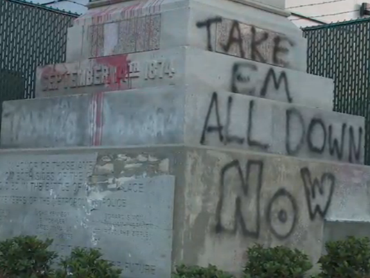 Vandals deface Battle of Liberty Place monument