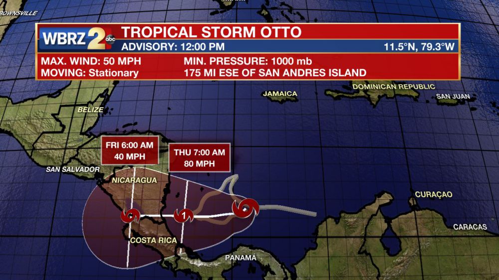 Late-season Tropical Storm Otto strengthens in the Caribbean