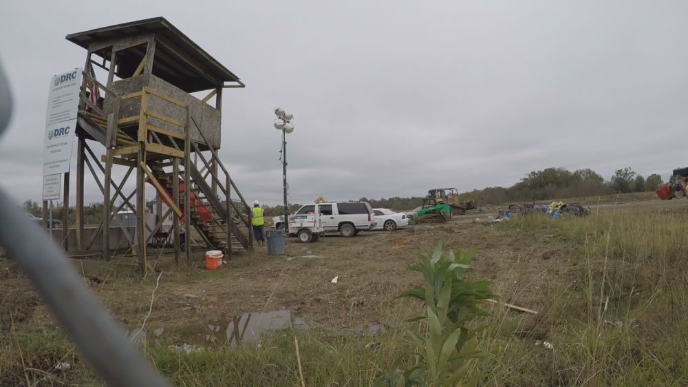 Work finishing up at temporary flood debris site
