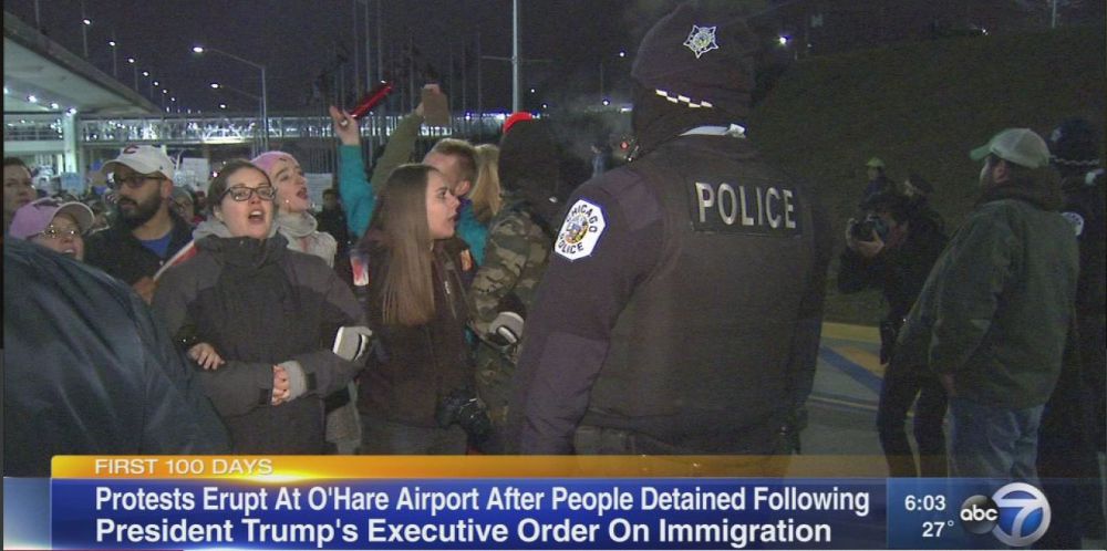 Overnight protests at some airports target immigration