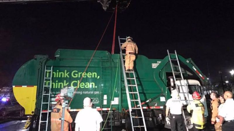 Florida man sleeping in trash bin rescued from garbage truck