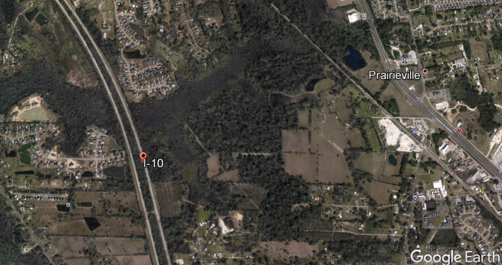 Heavy traffic on I-10 East at Prairieville