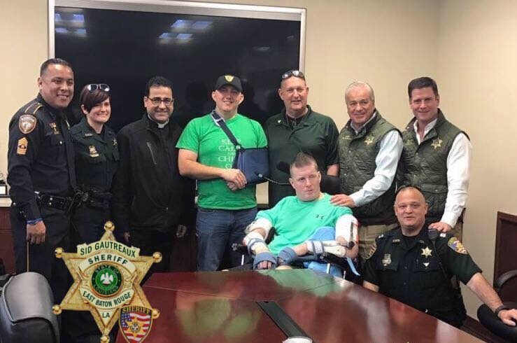 Nick Tullier visited by Sheriff Sid Gautreaux, Sgt. Bruce Simmons