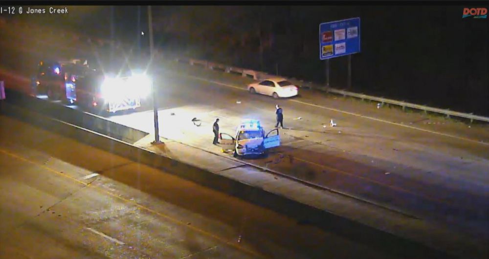 All lanes on East I-12 open after officer involved crash