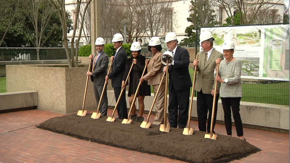 Officials break ground on downtown green space