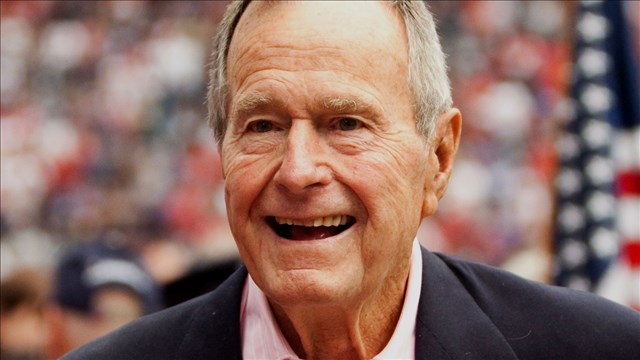 George HW Bush still in hospital; George W Bush visits
