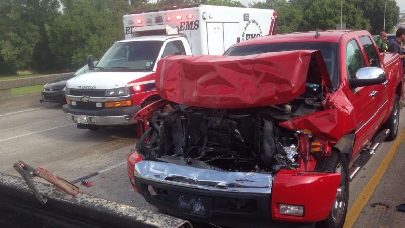 Two hurt in crash on I-110 near Evangeline Street