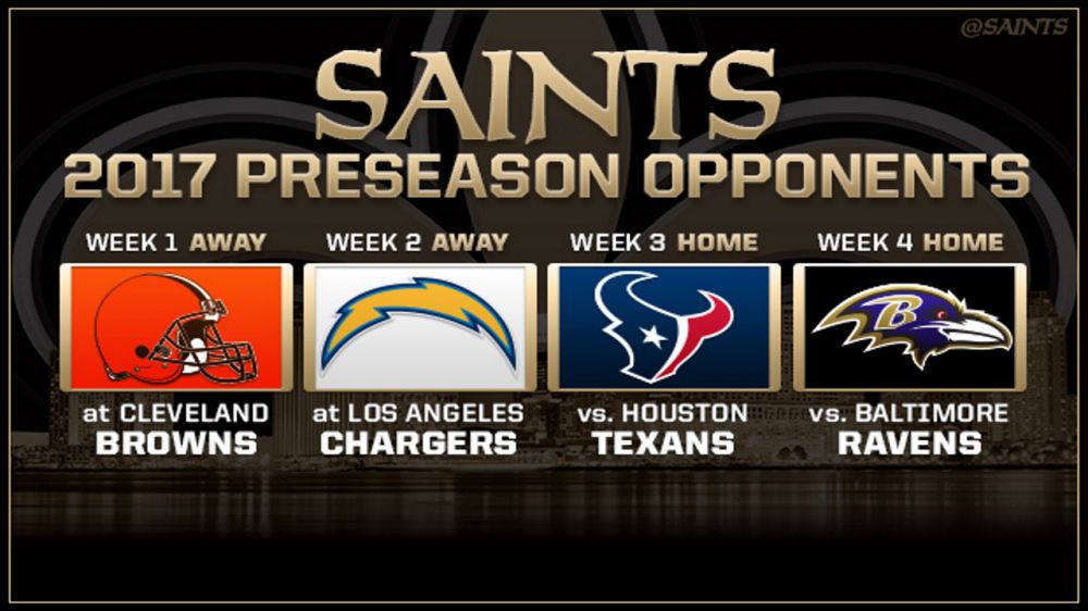 Saints 2017 preseason opponents announced