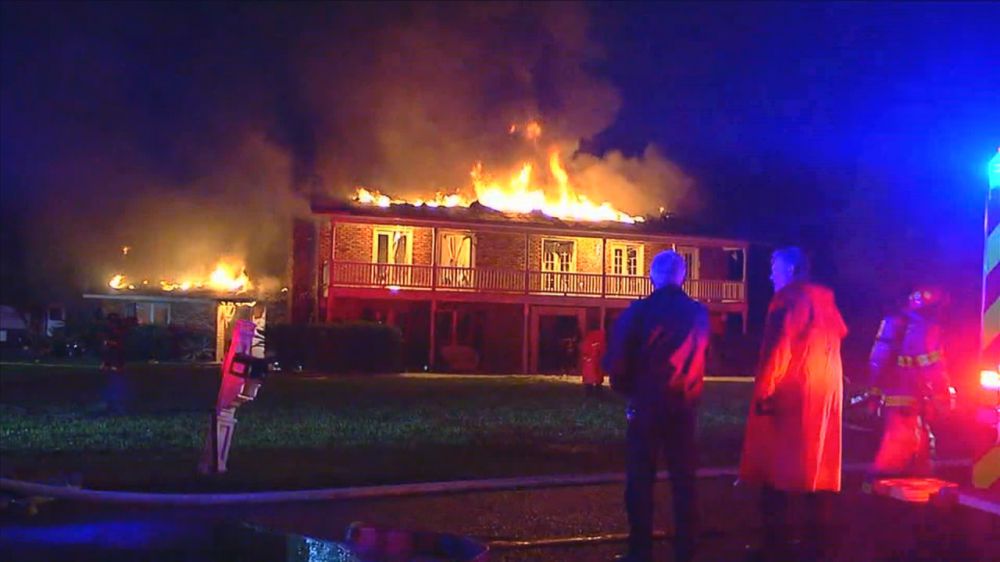 Crews battle large house fire in Brownsfield
