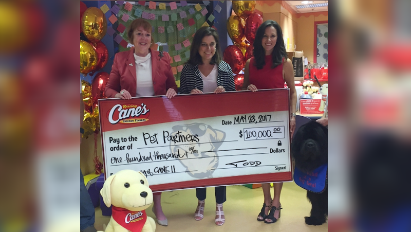 Raising Cane's donates $100,000 to pet therapy program