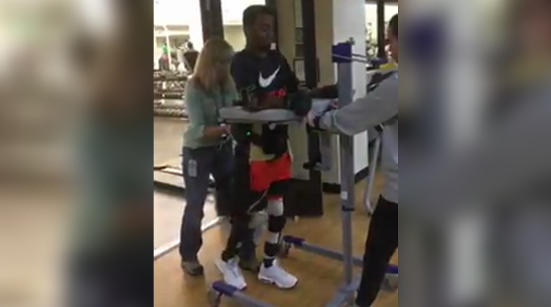 Video shows Southern's Devon Gales walking with robotic exoskeleton