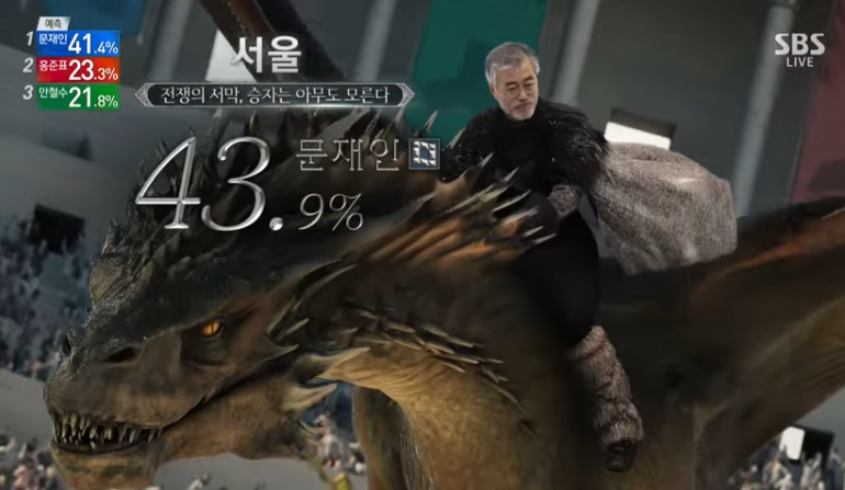 South Korean TV announces election results with Game of Thrones parody