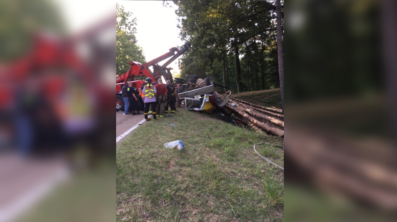 West Feliciana crews rescue man after log truck overturns