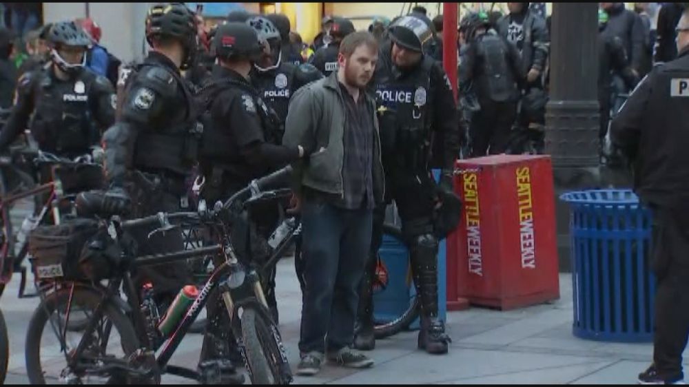 Dozens arrested as May Day marches turn violent in Northwest