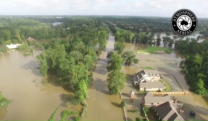 Aerial footage shows Old Perkins flooding