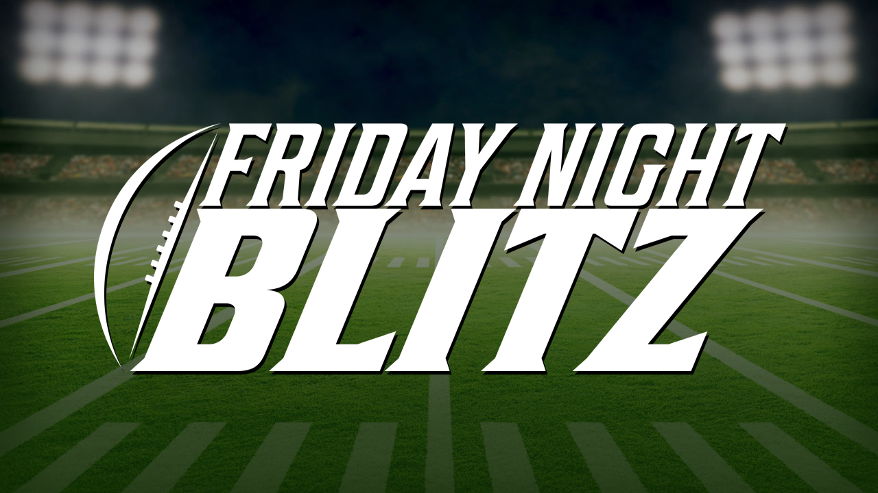 Friday Night Blitz on a high school football field under stadium lights